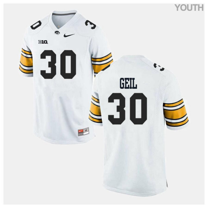 Youth Iowa Hawkeyes NCAA #30 Henry Geil White Authentic Nike Alumni Stitched College Football Jersey CF34H65JO